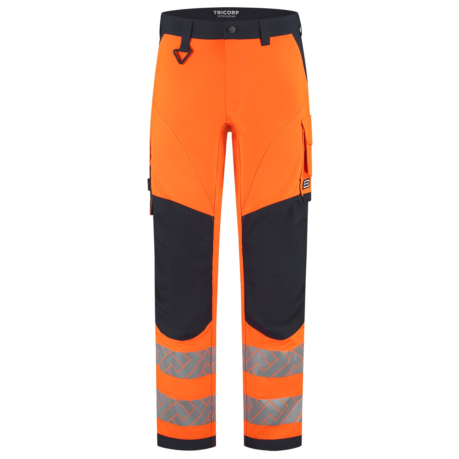 TRICORP Arbeitshose 4-Way Stretch High Vis Redefined Knieverstärkung in Fluororange-Ink – Vorderansicht