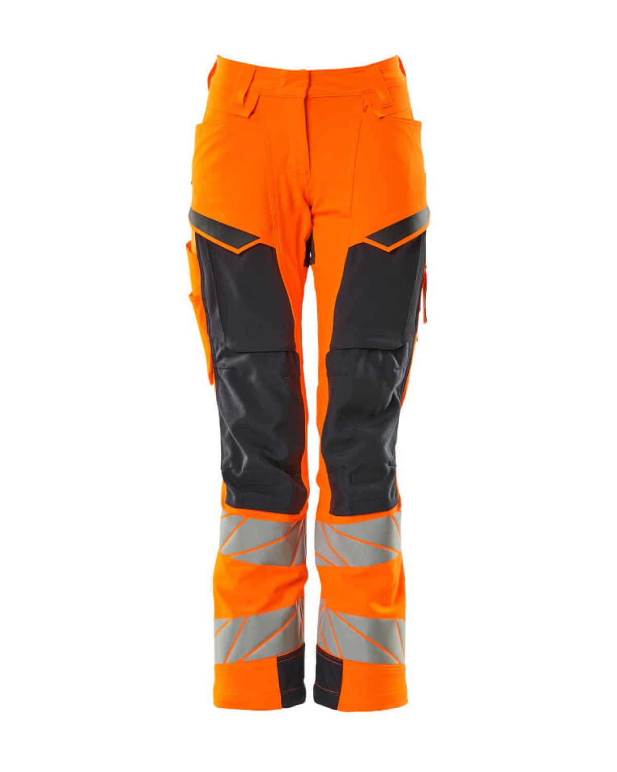 MASCOT Accelerate Safe Hose mit Knietaschen (Damen) in Hi-Vis Orange/Schwarzblau – Vorderansicht