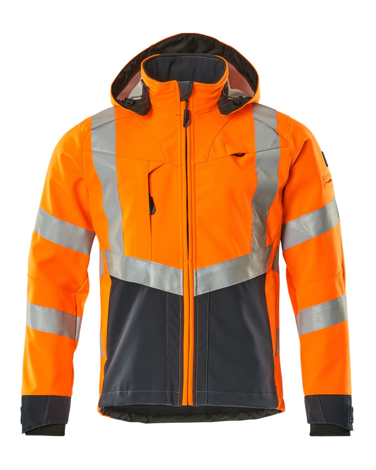 MASCOT Blackpool Softshelljacke in Hi-Vis Orange/Schwarzblau – Vorderansicht