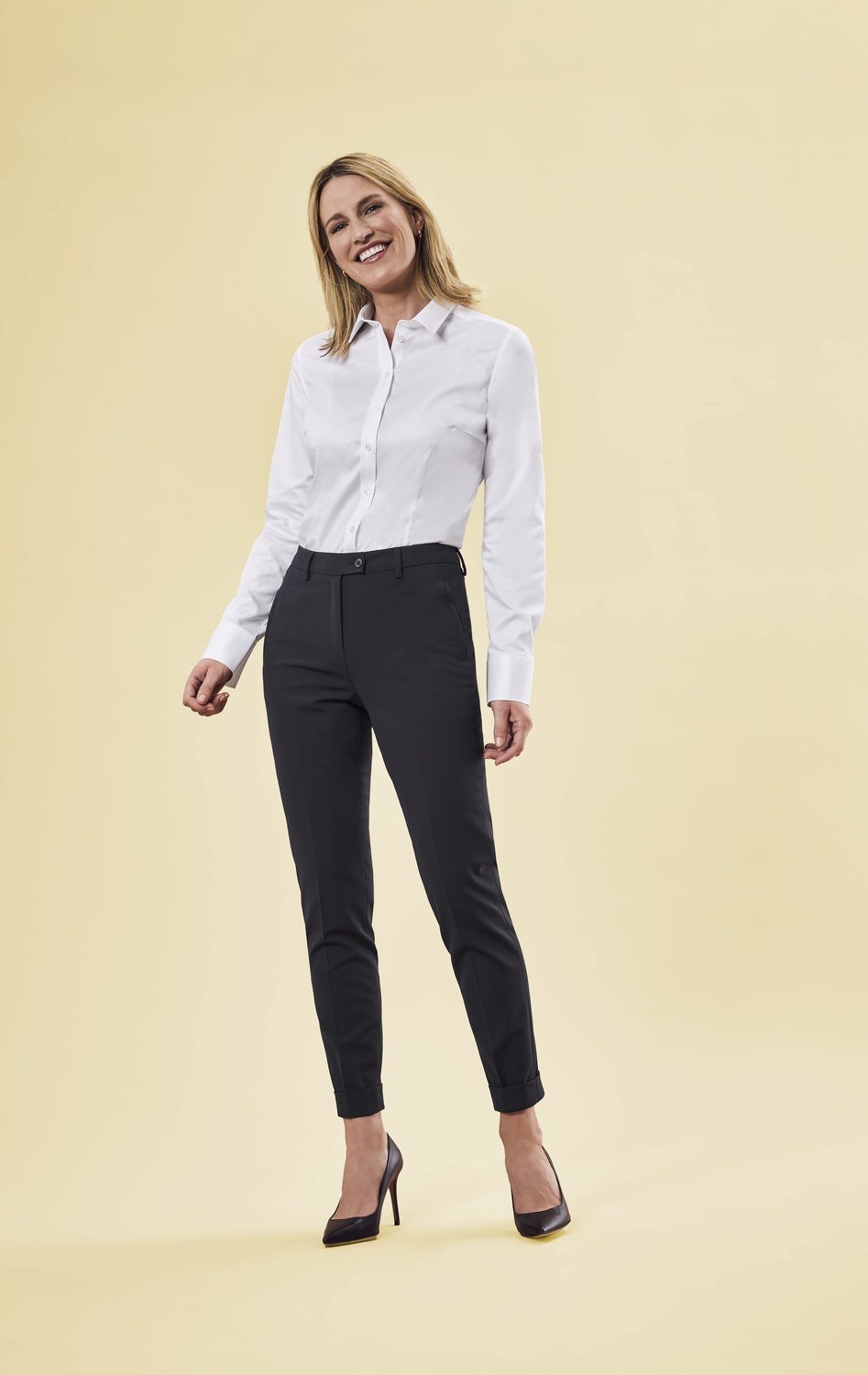 Greiff Damen-Bluse 1/1 SF Premium in Weiß – Modellansicht