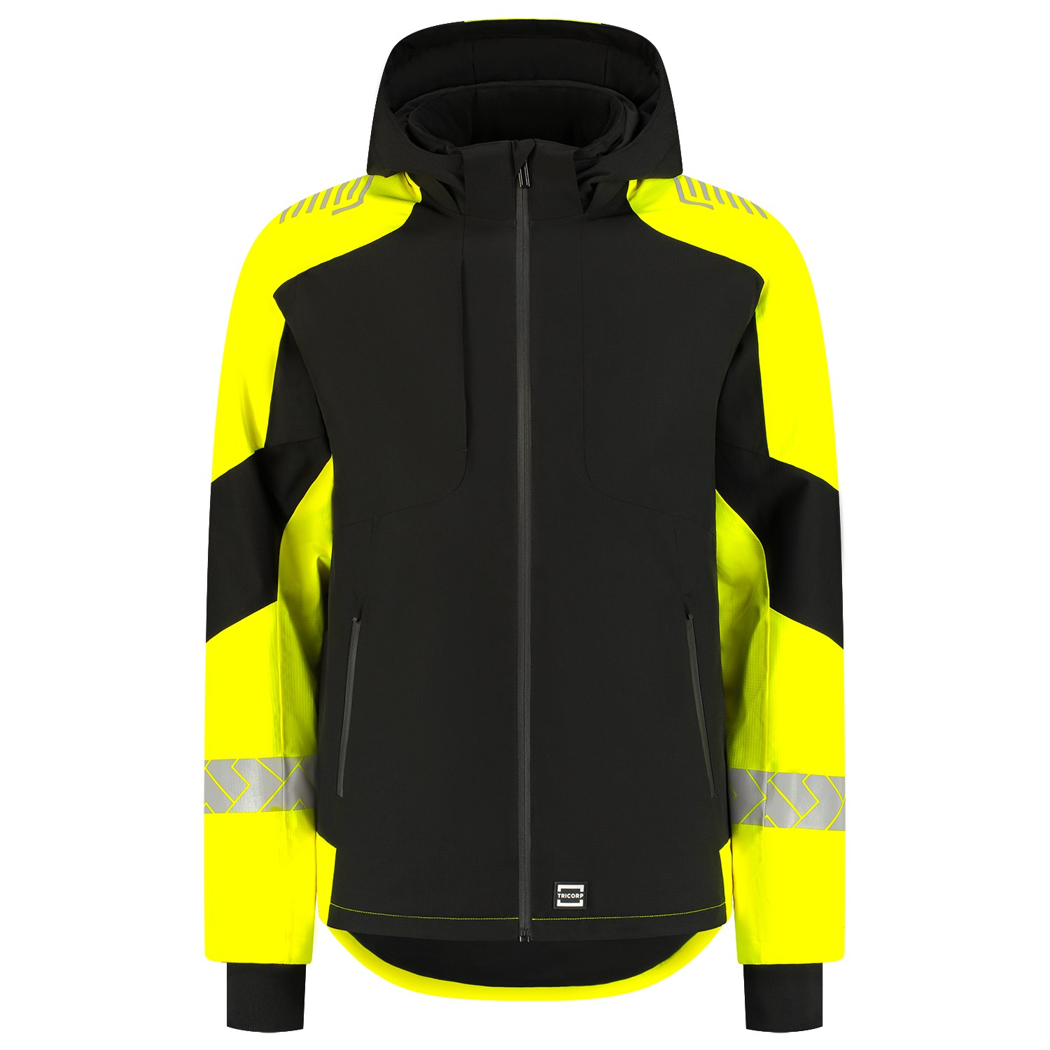 TRICORP Winterjacke Ripstop Reflective Redefined in Black-Fluoryellow – Vorderansicht