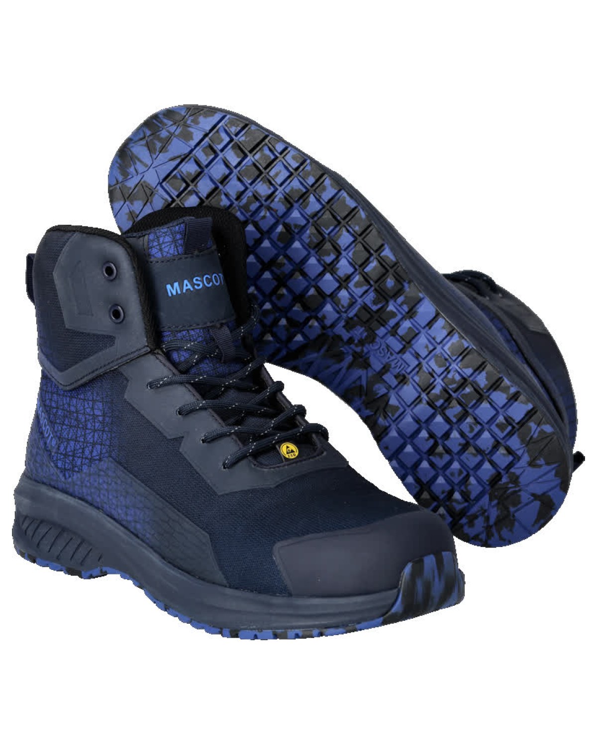 MASCOT Accelerate Sicherheitsstiefel in Schwarzblau/Azurblau – Vorderansicht