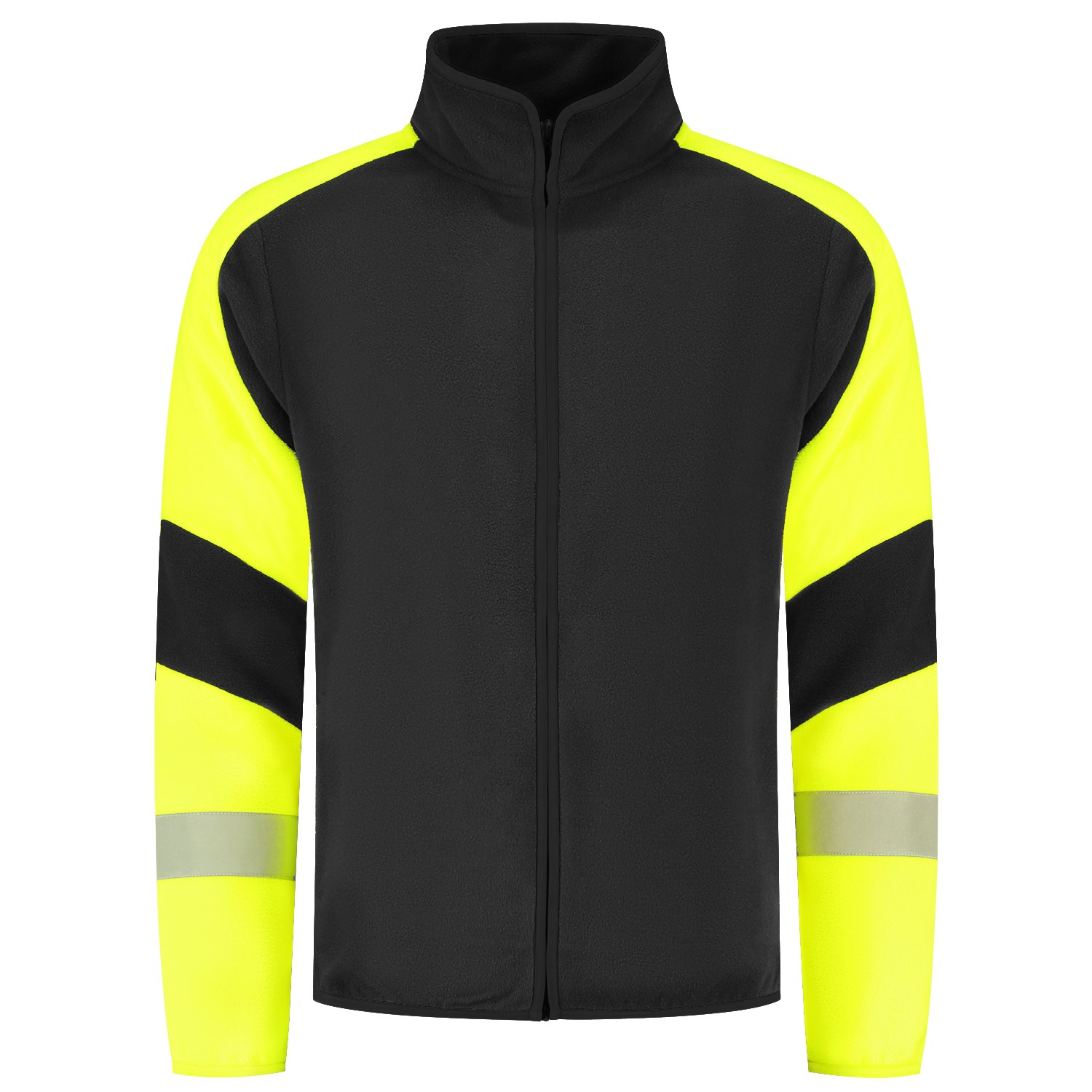 TRICORP Fleecejacke Reflective Redefined in Black-Fluoryellow – Vorderansicht