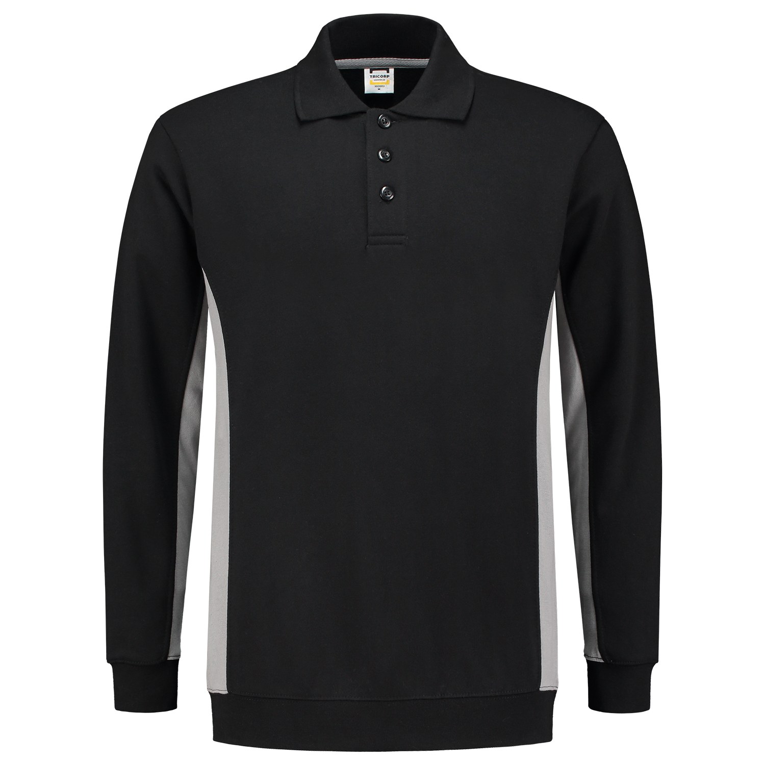 TRICORP Sweatshirt Polokragen Bicolor in Black-Grey – Vorderansicht