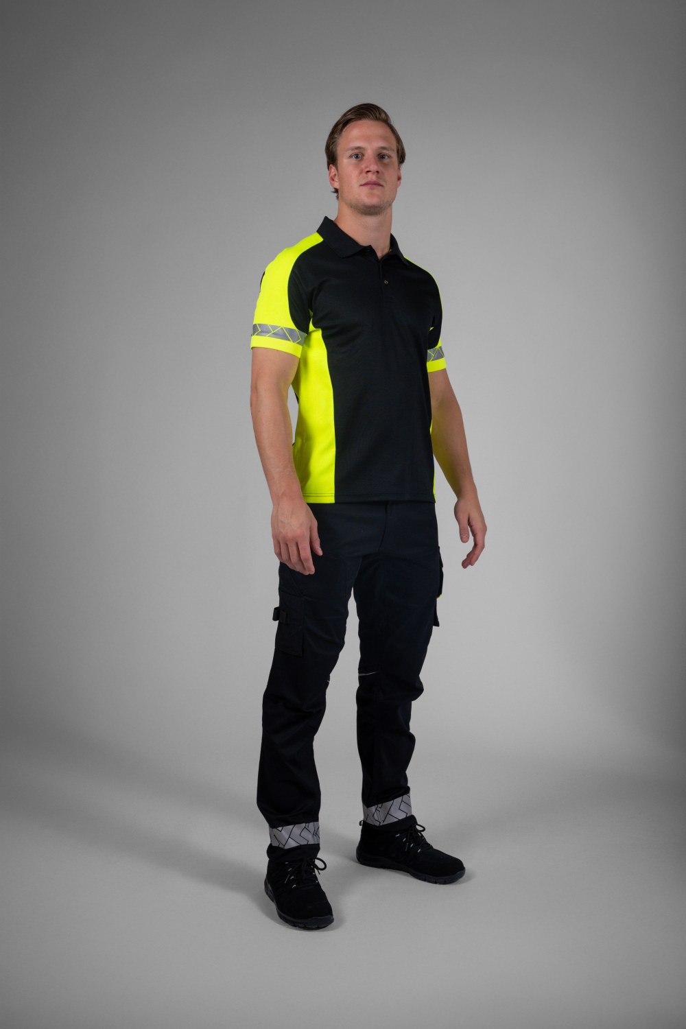 TRICORP Poloshirt Reflective Redefined in Black-Fluoryellow – Modellansicht