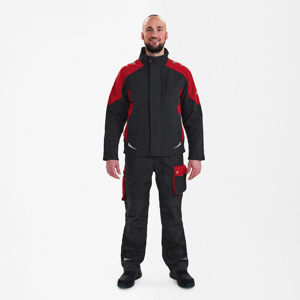 ENGEL Galaxy 8810-229 Softshelljacke in Anthrazit Grau/Tomato Red – Modellansicht