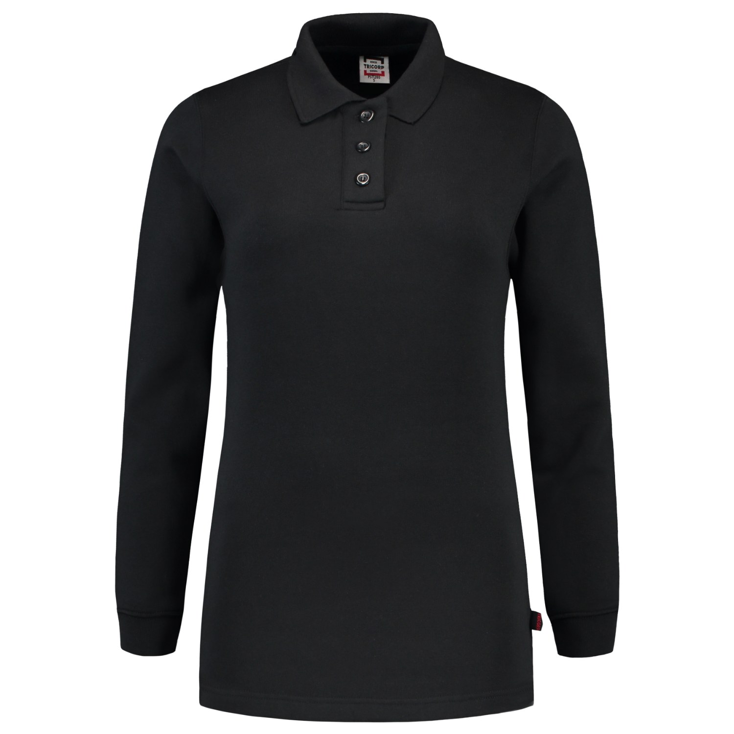 TRICORP Sweatshirt Polokragen Damen in Black – Vorderansicht