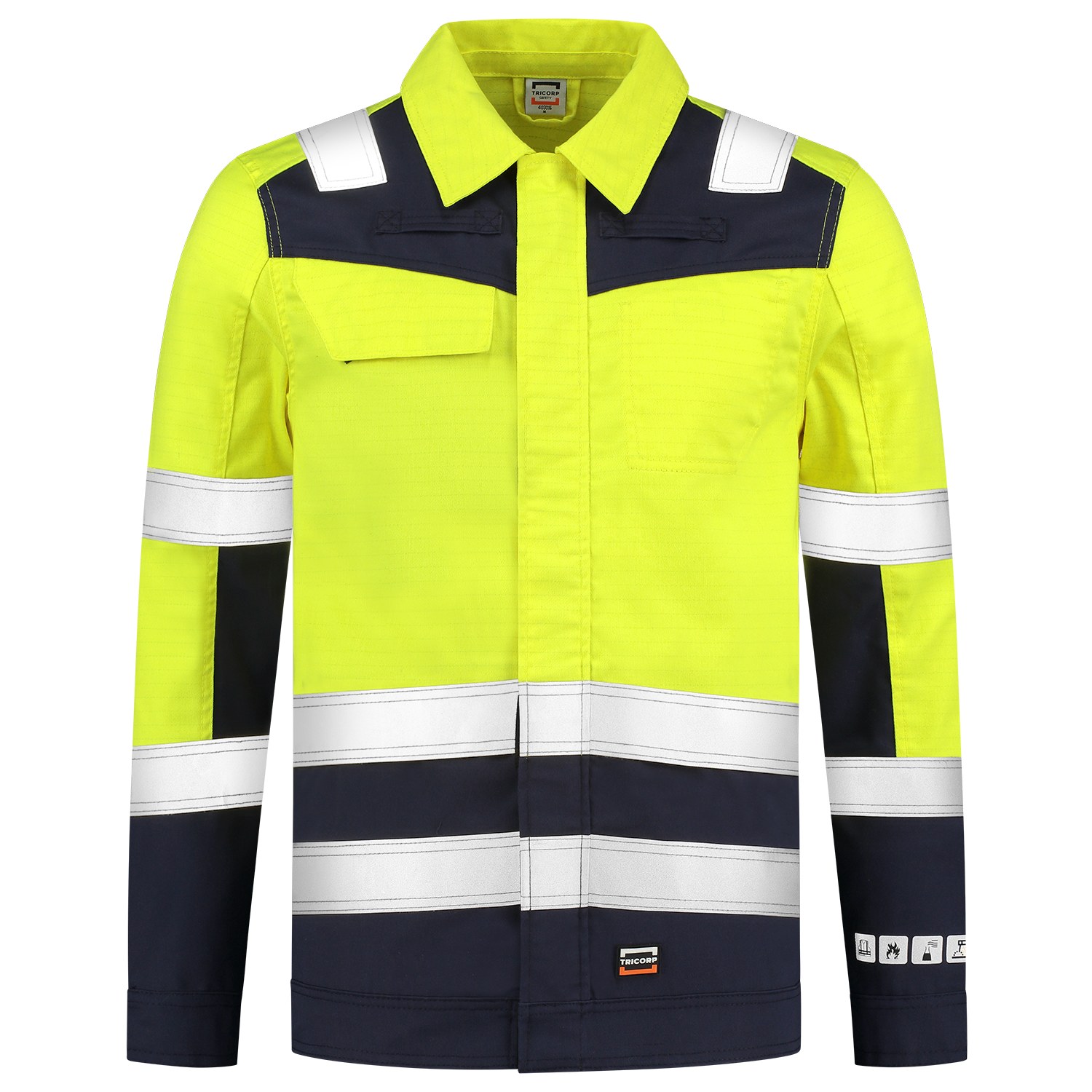 TRICORP Arbeitsjacke Multinorm Bicolor in Fluoryellow-Ink – Vorderansicht