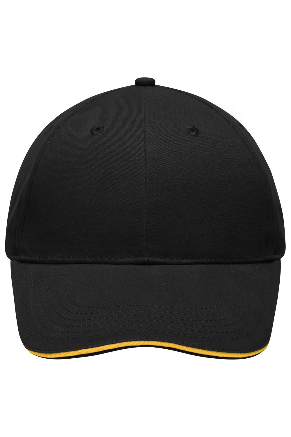 Daiber 6 Panel Sandwich Cap in Black/Gold-Yellow – Vorderansicht