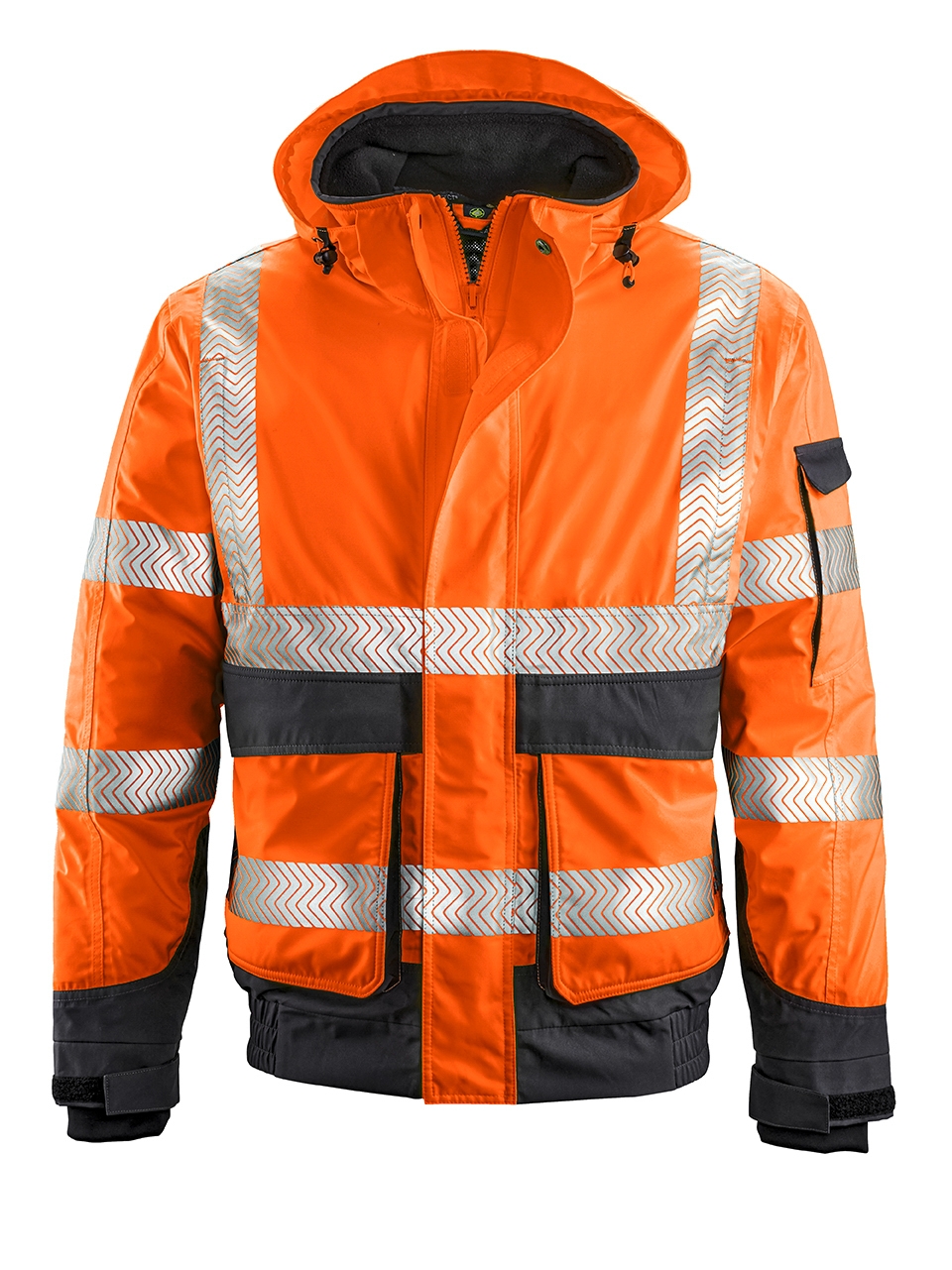 4PROTECT® Warn-Wetterschutz-Blouson NEWARK in Leuchtorange/Grau – Vorderansicht