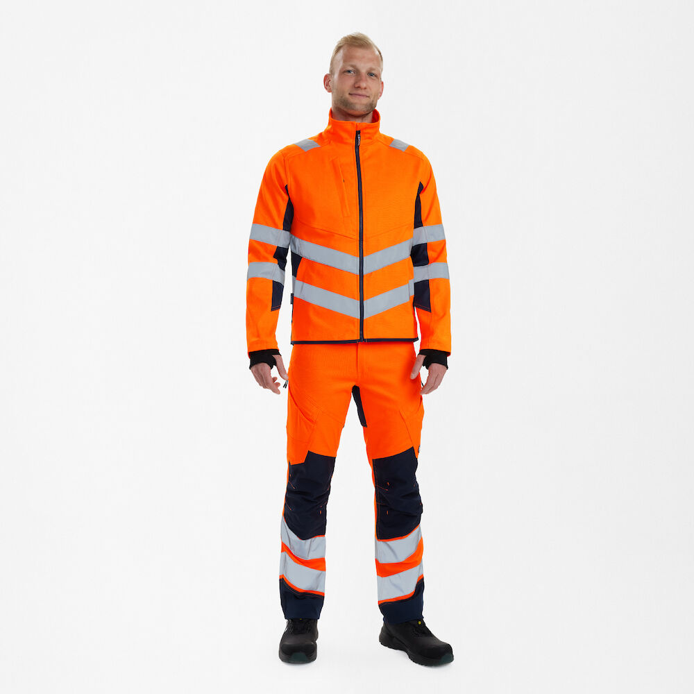 ENGEL Safety 1544-314 Arbeitsjacke mit 2-Wege-Stretch in Orange/Blue Ink – Modellansicht
