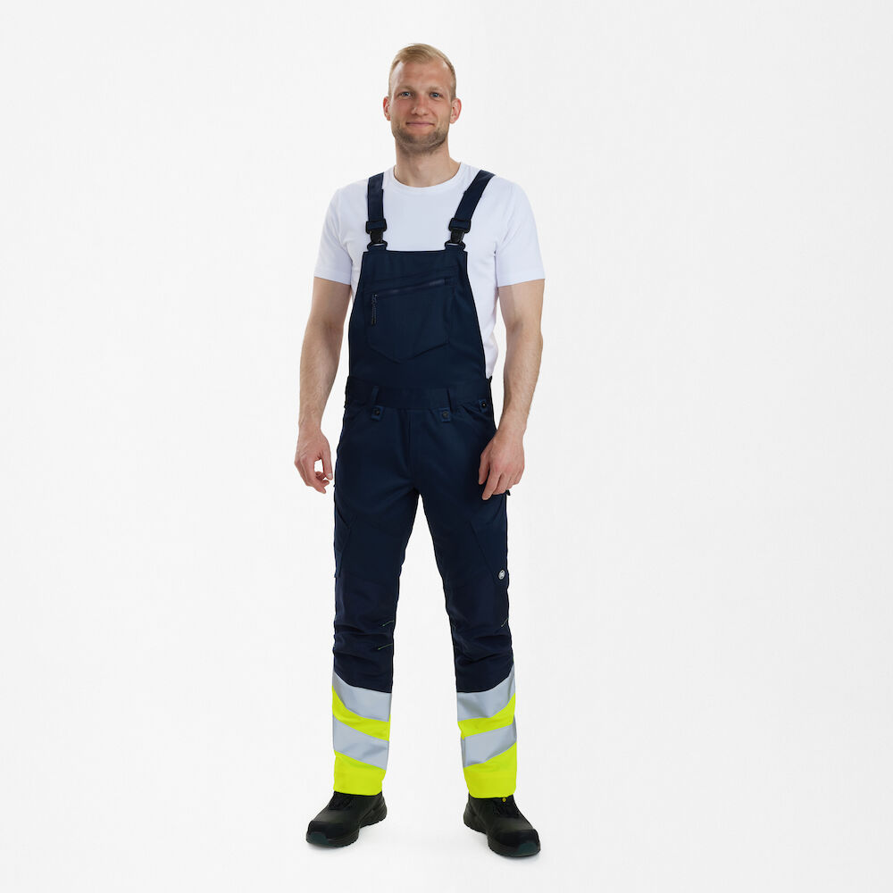 ENGEL Safety 3546-314 Latzhose mit 2-Wege-Stretch in Blue Ink/Gelb – Modellansicht