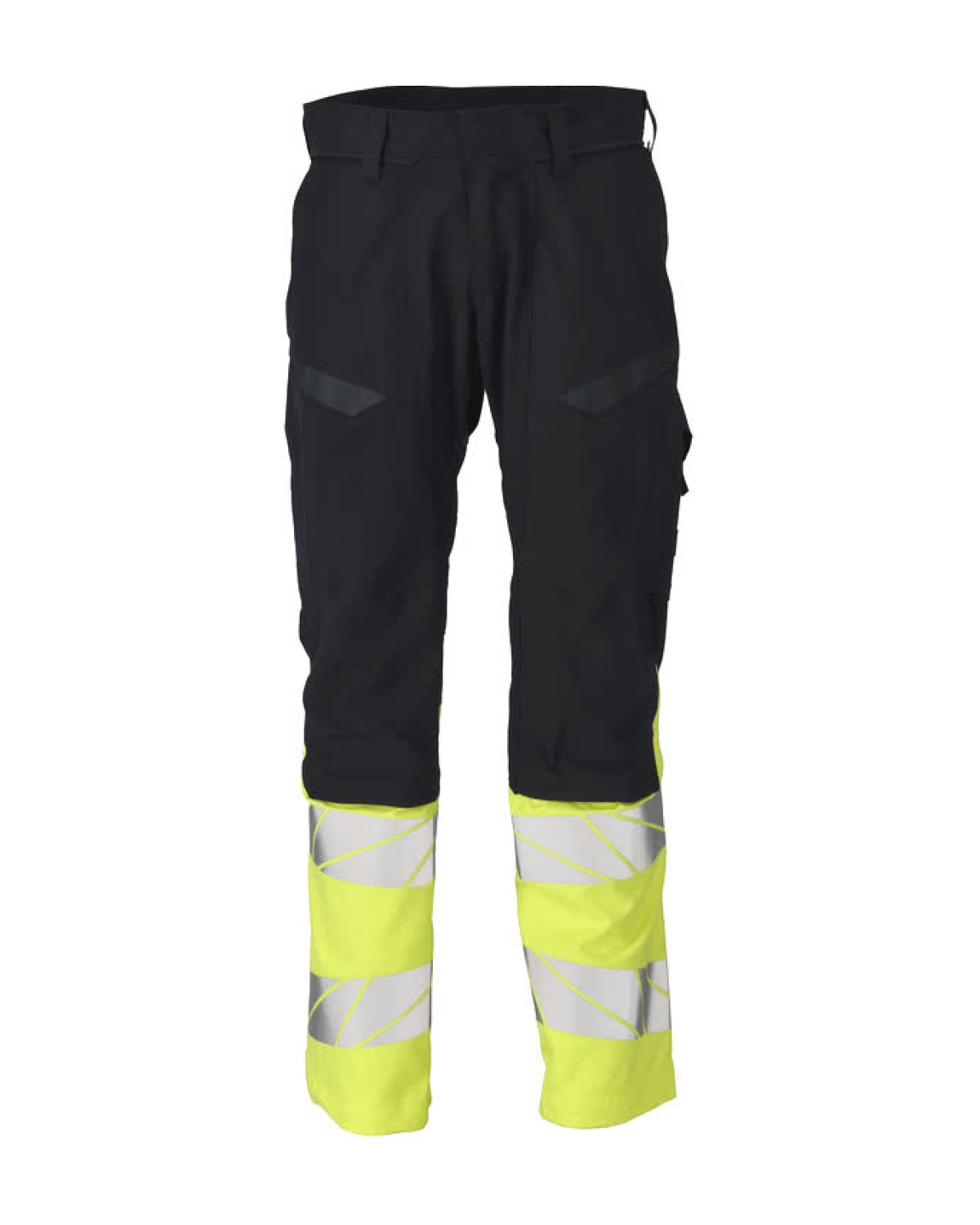 MASCOT Accelerate Multisafe Hose mit Knietaschen in Schwarzblau/Hi-Vis Gelb – Vorderansicht