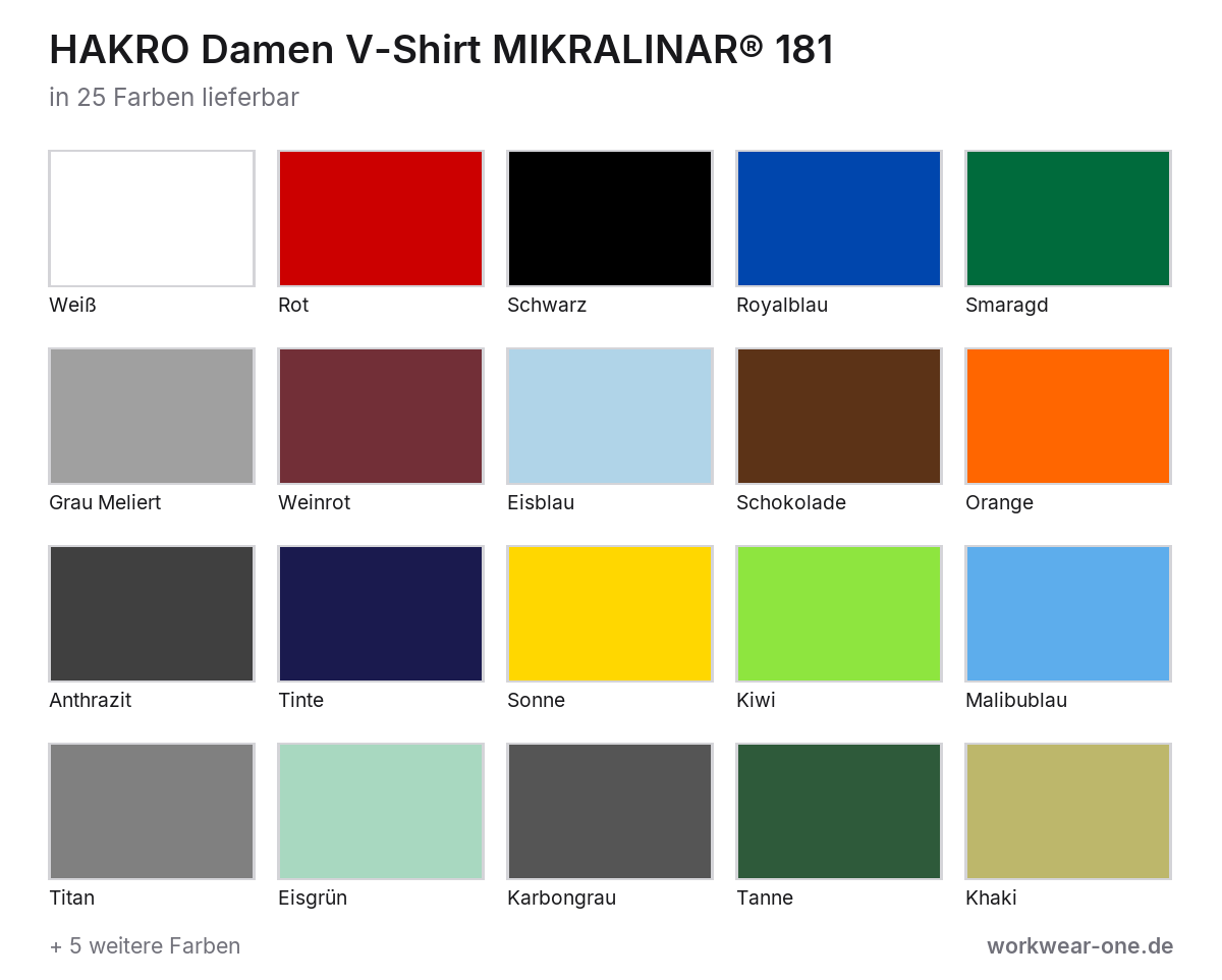 HAKRO Damen V-Shirt MIKRALINAR® – Farbübersicht mit 25 Farben