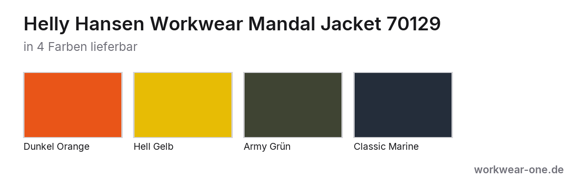 Helly Hansen Workwear Mandal Jacket – Farbübersicht mit 4 Farben