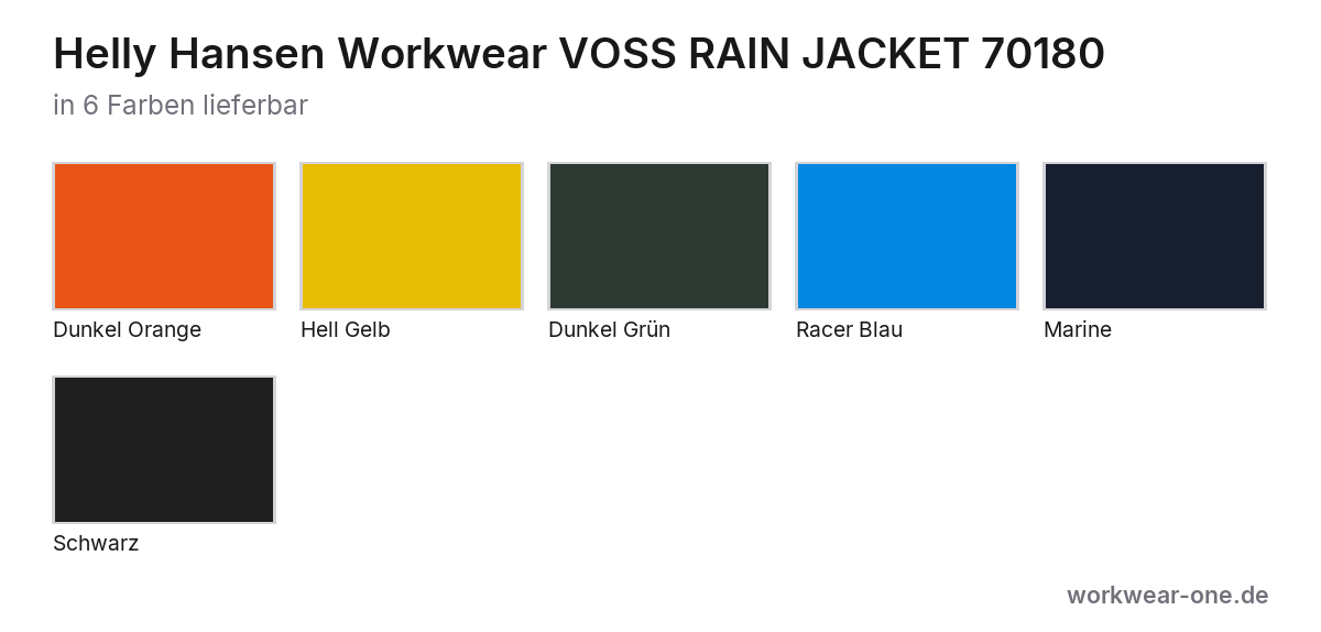 Helly Hansen Workwear VOSS RAIN JACKET – Farbübersicht mit 6 Farben